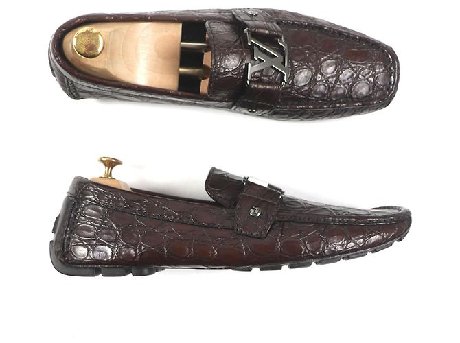 Mocassini in coccodrillo Louis Vuitton marrone scuro - vista 6