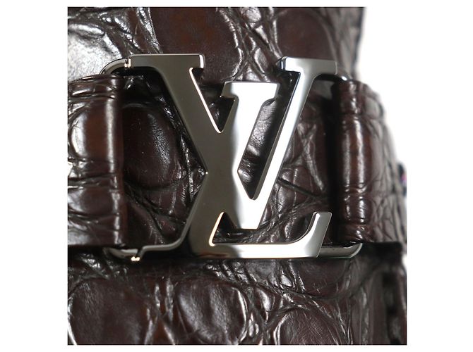 Mocassini in coccodrillo Louis Vuitton marrone scuro - vista 7