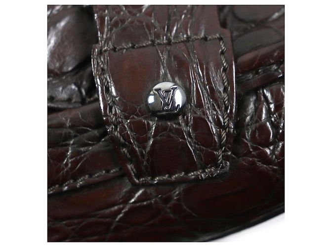 Mocassini in coccodrillo Louis Vuitton marrone scuro - vista 8
