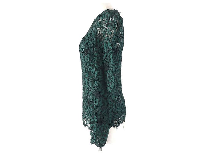 Dolce & Gabbana Spitzenkleid mit langen Ärmeln Grün - Ansicht 2