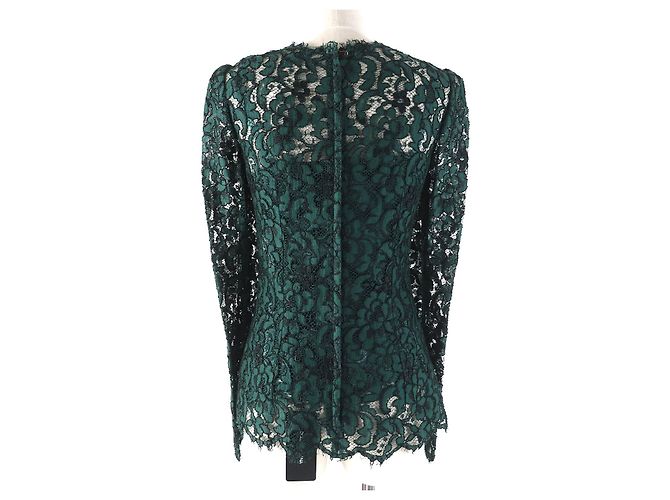 Dolce & Gabbana Spitzenkleid mit langen Ärmeln Grün - Ansicht 3