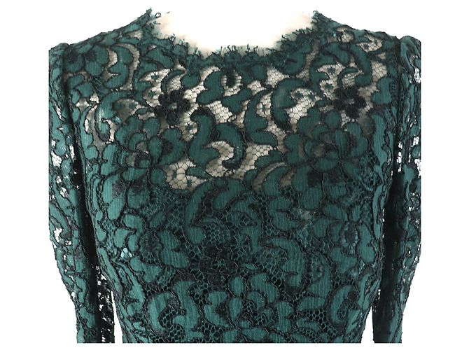 Dolce & Gabbana Spitzenkleid mit langen Ärmeln Grün - Ansicht 4