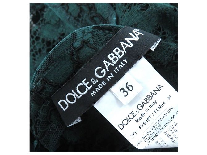 Dolce & Gabbana Spitzenkleid mit langen Ärmeln Grün - Ansicht 6