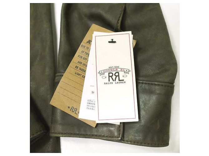 Ralph Lauren Camicia overshirt in pelle invecchiata a mano RRL Marrone Nero - vista 4