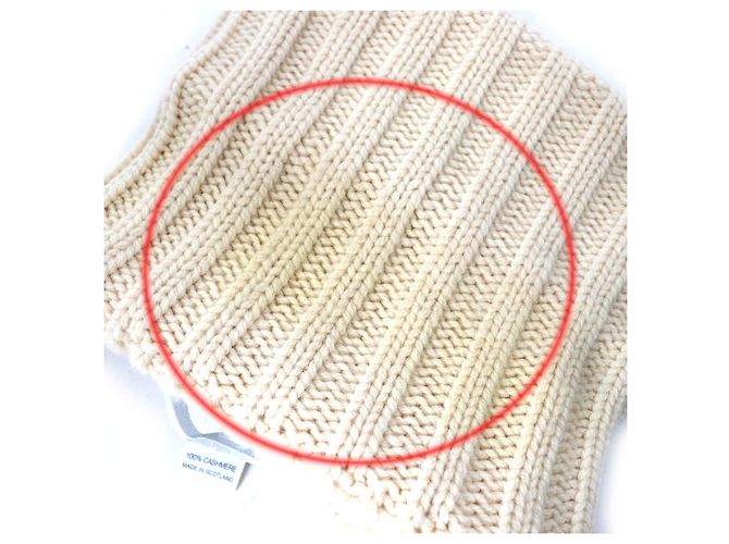 Chanel Cashmere COCO Mark Strickmütze für Damen Weiß Roh - Ansicht 10
