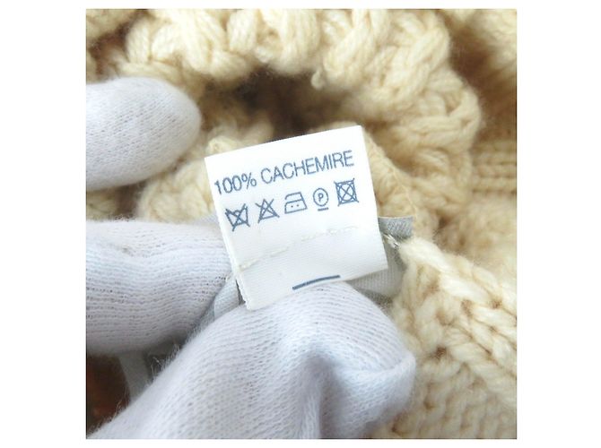 Chanel Cashmere COCO Mark Strickmütze für Damen Weiß Roh - Ansicht 9