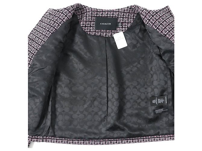 Chaqueta de tweed COACH Signature XS Negro Rosa Blanco - vista 4