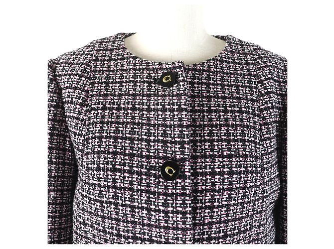 Chaqueta de tweed COACH Signature XS Negro Rosa Blanco - vista 5