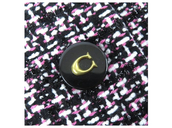 Chaqueta de tweed COACH Signature XS Negro Rosa Blanco - vista 6
