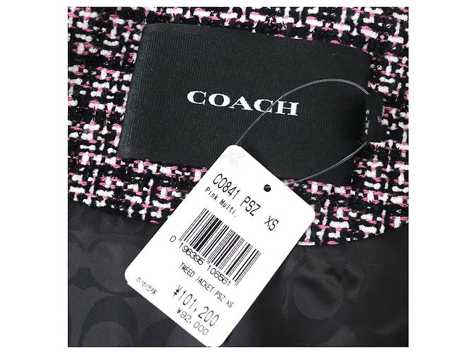 Chaqueta de tweed COACH Signature XS Negro Rosa Blanco - vista 7