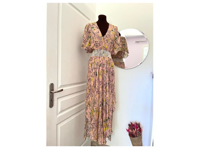 Langes Rosa Blumenkleid Berenice - Ansicht 2