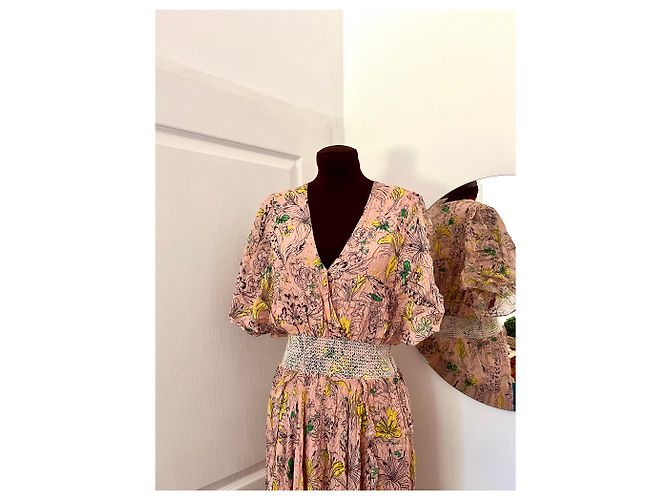 Langes Rosa Blumenkleid Berenice - Ansicht 3