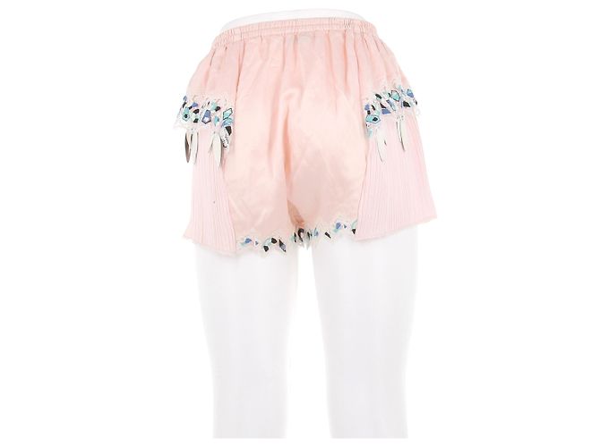 Louis Vuitton Short satinado rosa con flecos - vista 2