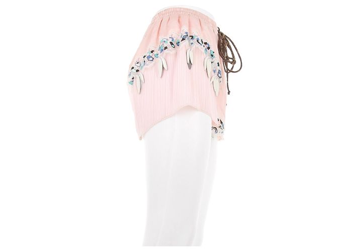 Louis Vuitton Short satinado rosa con flecos - vista 3