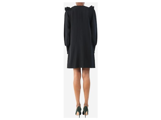 Ganni Schwarzes Rüschenshirt-Minikleid - Größe UK 6 - Ansicht 2