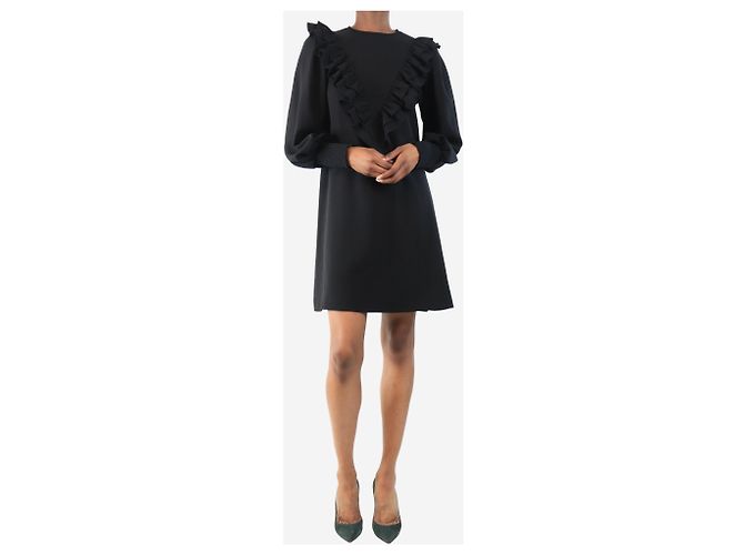 Ganni Schwarzes Rüschenshirt-Minikleid - Größe UK 6 - Ansicht 3