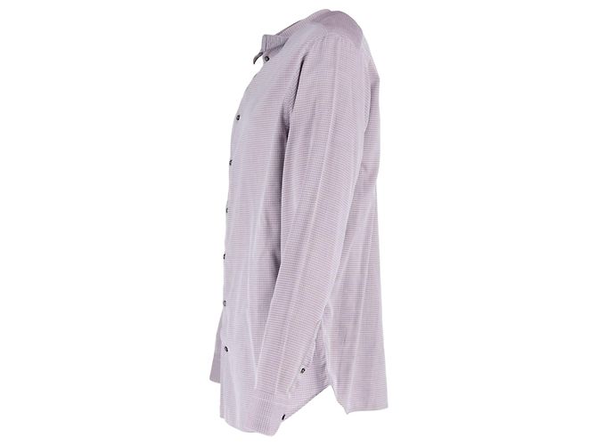 Camicia a maniche lunghe con stampa a quadri in cotone viola di Giorgio Armani Multicolore - vista 2