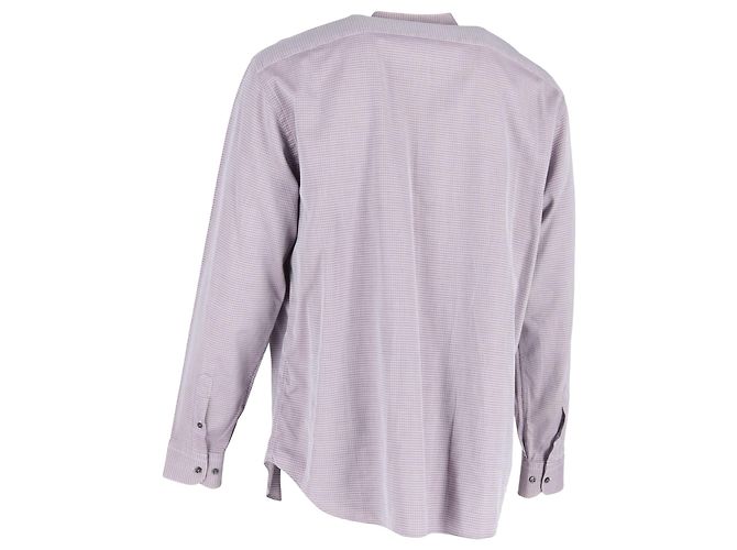 Camicia a maniche lunghe con stampa a quadri in cotone viola di Giorgio Armani Multicolore - vista 3