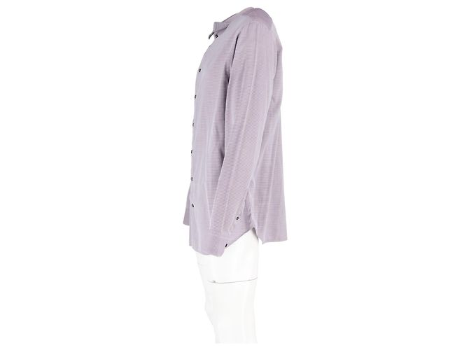 Camicia a maniche lunghe con stampa a quadri in cotone viola di Giorgio Armani Multicolore - vista 5