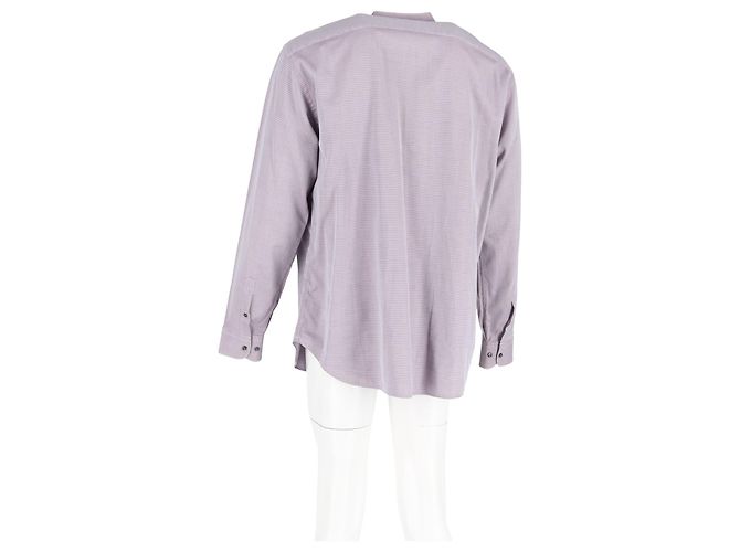 Camicia a maniche lunghe con stampa a quadri in cotone viola di Giorgio Armani Multicolore - vista 6