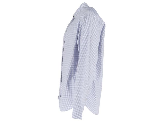 Camicia a maniche lunghe a stampa check in cotone blu di Giorgio Armani Multicolore - vista 2