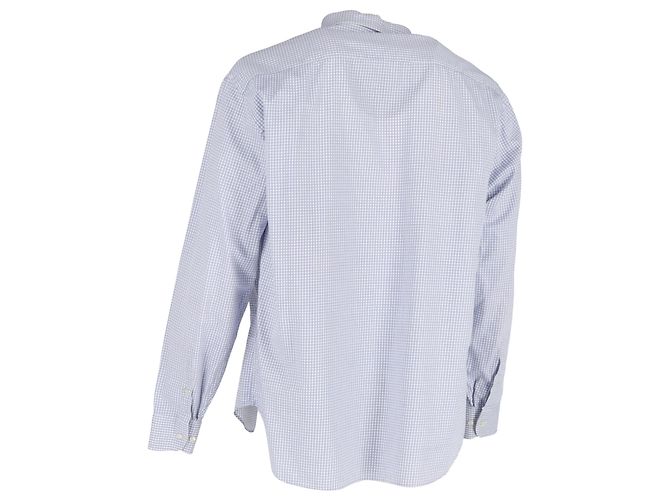 Camicia a maniche lunghe a stampa check in cotone blu di Giorgio Armani Multicolore - vista 3