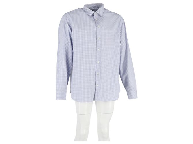 Camicia a maniche lunghe a stampa check in cotone blu di Giorgio Armani Multicolore - vista 4