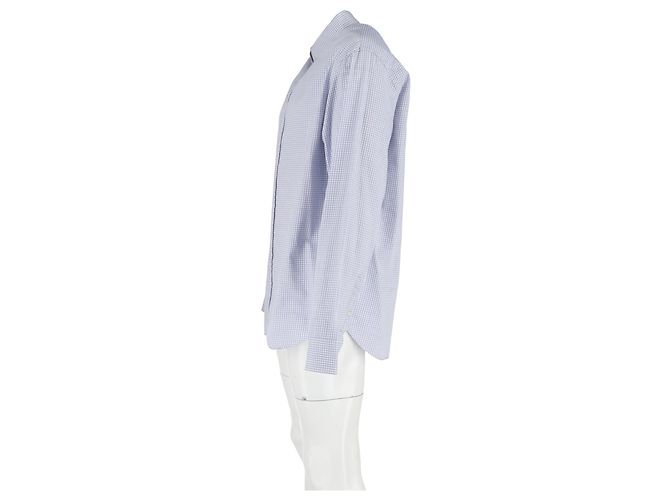 Camicia a maniche lunghe a stampa check in cotone blu di Giorgio Armani Multicolore - vista 5