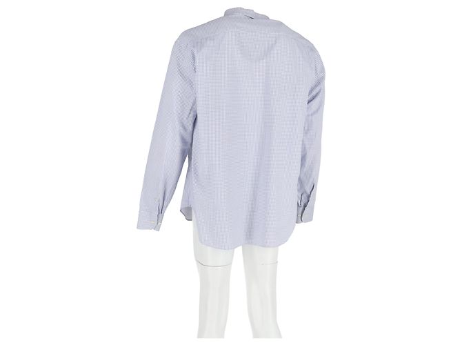 Camicia a maniche lunghe a stampa check in cotone blu di Giorgio Armani Multicolore - vista 6