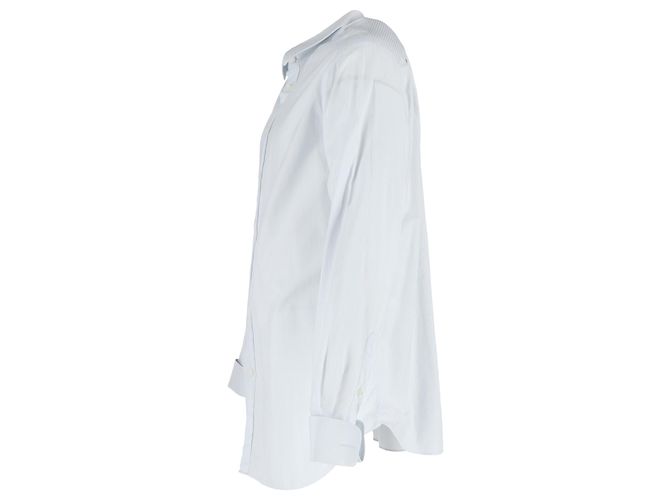Camicia a maniche lunghe a micro righe Giorgio Armani in cotone azzurro Blu Blu chiaro - vista 2