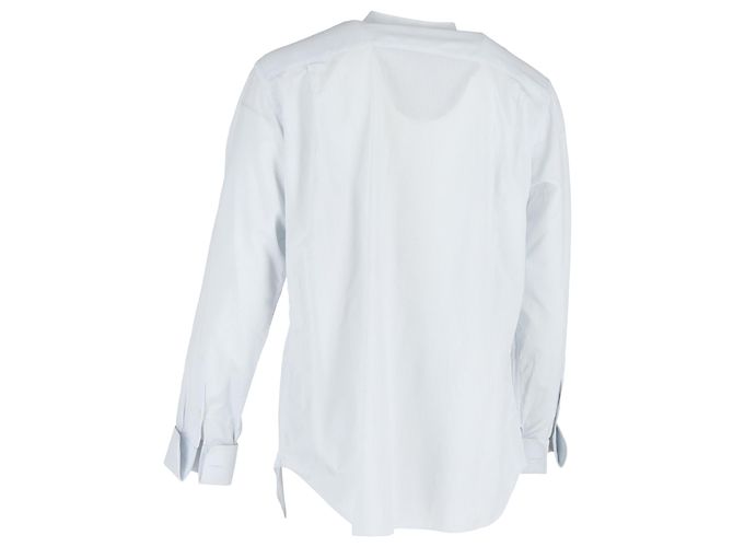 Camicia a maniche lunghe a micro righe Giorgio Armani in cotone azzurro Blu Blu chiaro - vista 3