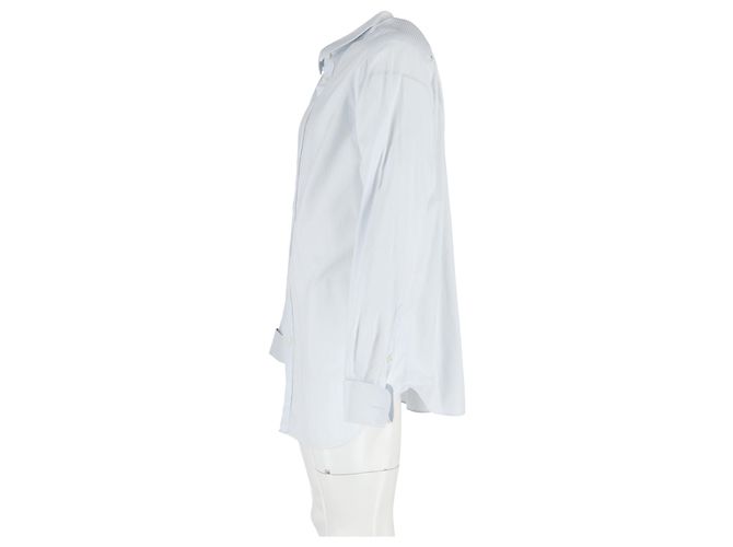 Camicia a maniche lunghe a micro righe Giorgio Armani in cotone azzurro Blu Blu chiaro - vista 5