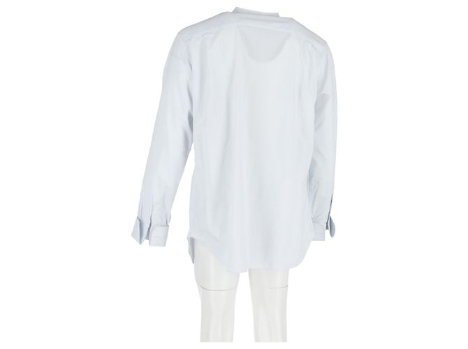 Camicia a maniche lunghe a micro righe Giorgio Armani in cotone azzurro Blu Blu chiaro - vista 6