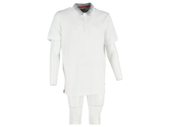 Polo de algodón blanco con cuello de chevron Missoni Crudo - vista 4
