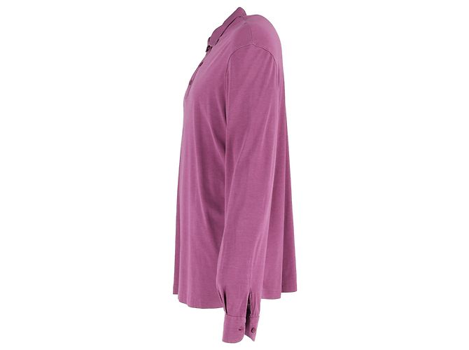 Polo a maniche lunghe Loro Piana in cotone viola Rosso Bordò - vista 2