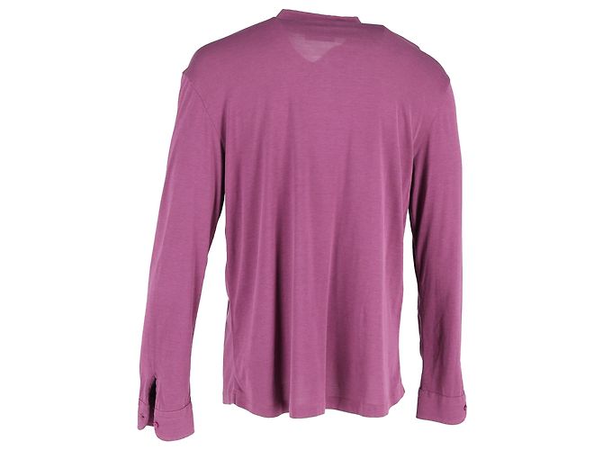 Polo a maniche lunghe Loro Piana in cotone viola Rosso Bordò - vista 3