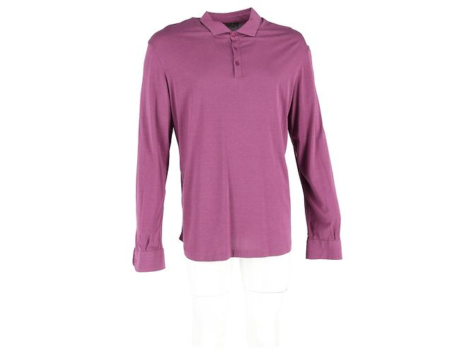 Polo a maniche lunghe Loro Piana in cotone viola Rosso Bordò - vista 4