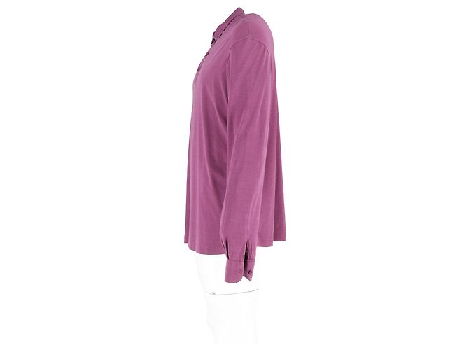 Polo a maniche lunghe Loro Piana in cotone viola Rosso Bordò - vista 5