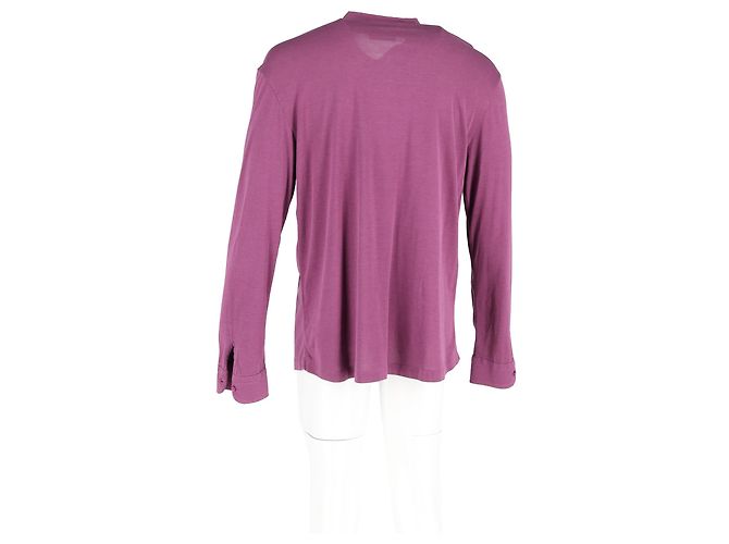 Polo a maniche lunghe Loro Piana in cotone viola Rosso Bordò - vista 6