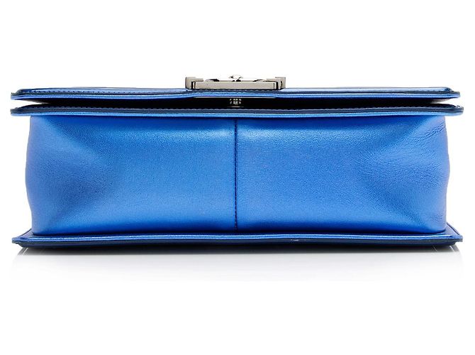 Chanel Metallic Patentleder Alte Medium Boy Bag Blau - Ansicht 4