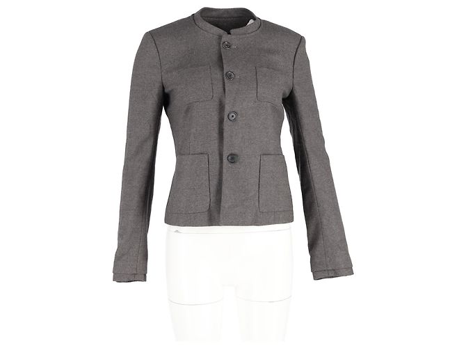 Joseph Buttoned Jacket in Grey Wool - view 4