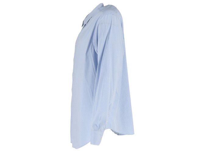 Camicia a maniche lunghe a stampa check in cotone blu di Giorgio Armani Multicolore - vista 2