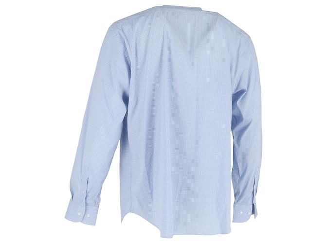 Camicia a maniche lunghe a stampa check in cotone blu di Giorgio Armani Multicolore - vista 3