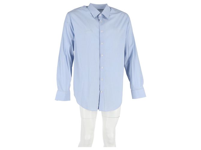 Camicia a maniche lunghe a stampa check in cotone blu di Giorgio Armani Multicolore - vista 4
