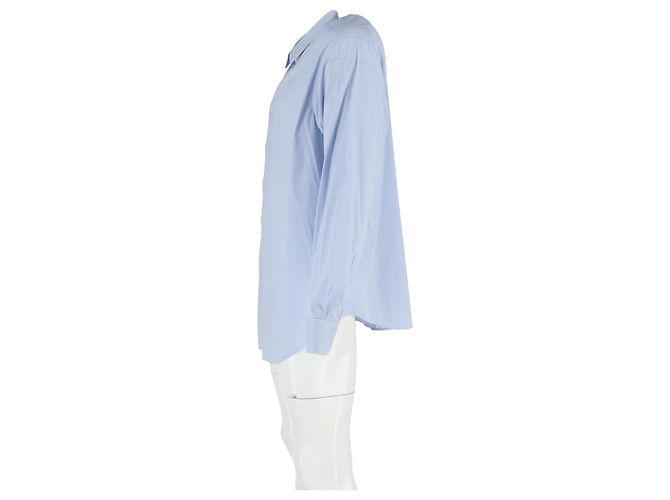 Camicia a maniche lunghe a stampa check in cotone blu di Giorgio Armani Multicolore - vista 5