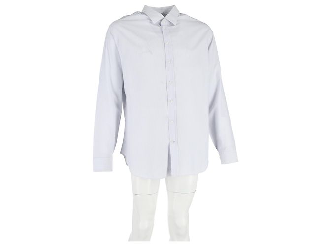Camicia a righe a maniche lunghe Giorgio Armani in cotone bianco Multicolore - vista 4