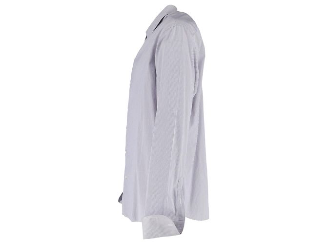 Camicia a righe a maniche lunghe Giorgio Armani in cotone grigio Multicolore - vista 2