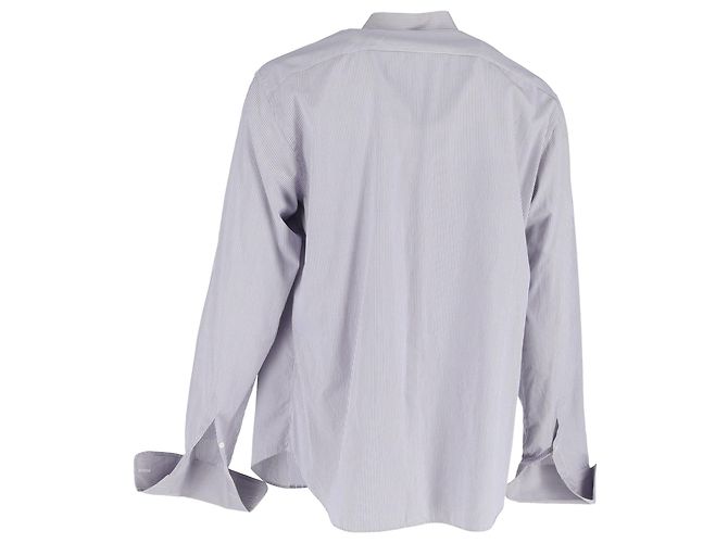 Camicia a righe a maniche lunghe Giorgio Armani in cotone grigio Multicolore - vista 3