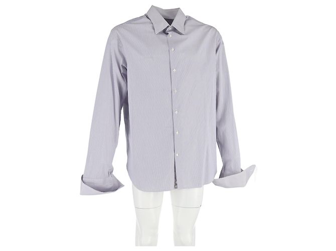 Camicia a righe a maniche lunghe Giorgio Armani in cotone grigio Multicolore - vista 4
