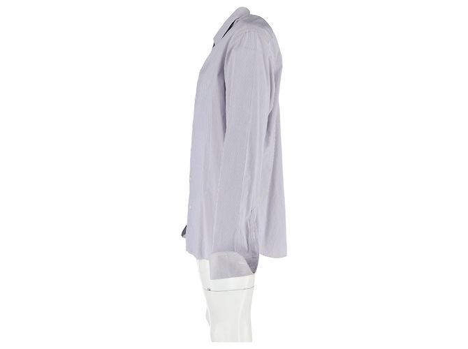Camicia a righe a maniche lunghe Giorgio Armani in cotone grigio Multicolore - vista 5